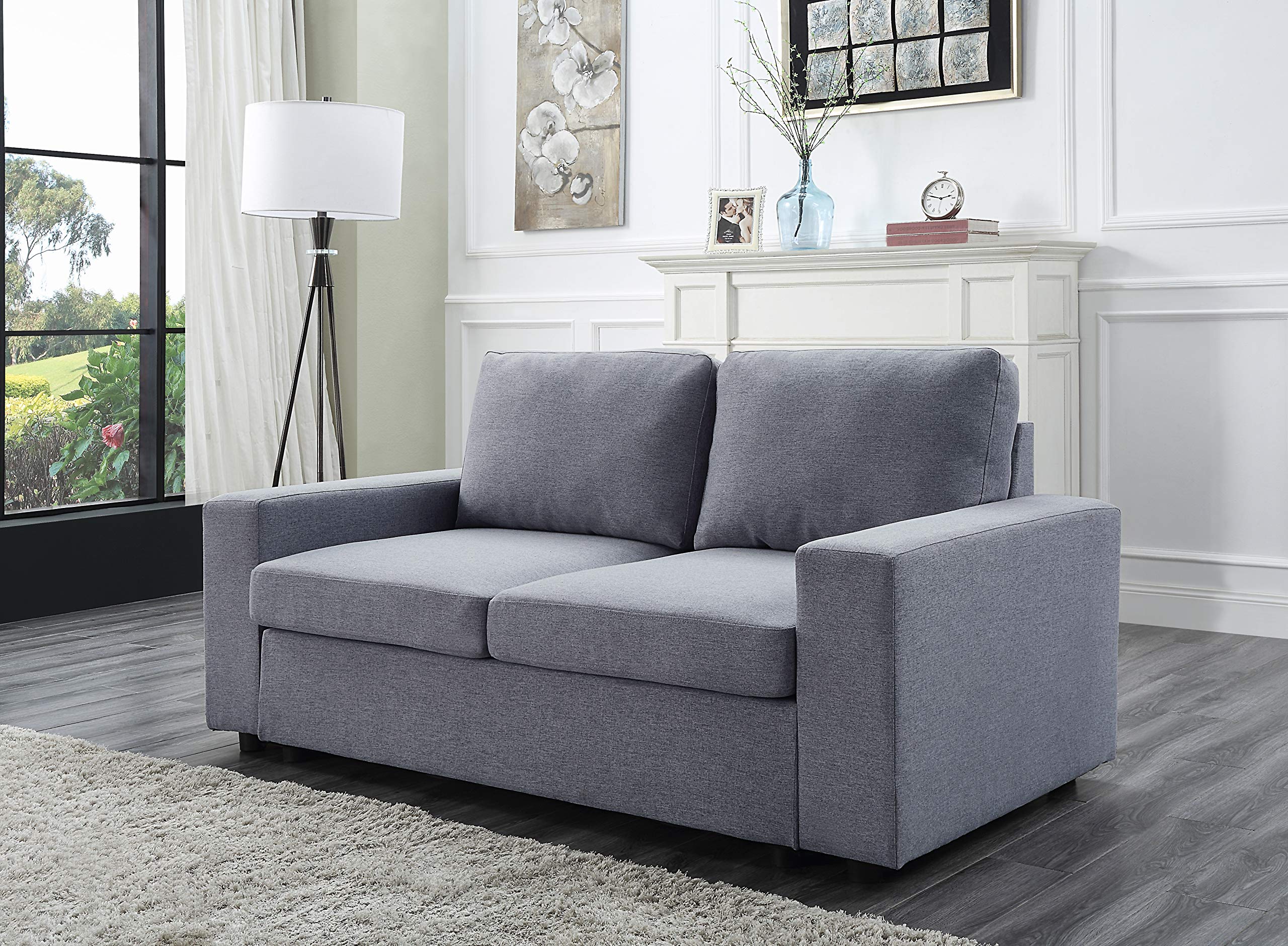 Lilola Home Brenton Light Gray Linen Loveseat